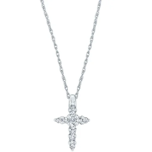 1/10 Ct. Tw. Diamond Cross Pendant In 10K White Gold