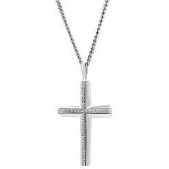 1/4 Ct. Tw. Diamond Cross Pendant In Sterling Silver