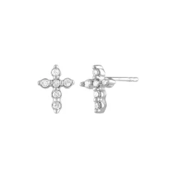 1/8 Ct. Tw. Diamond Cross Stud Earrings In 10K White Gold