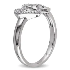 1/10 Ct. Tw. Diamond Double Heart Ring In Sterling Silver