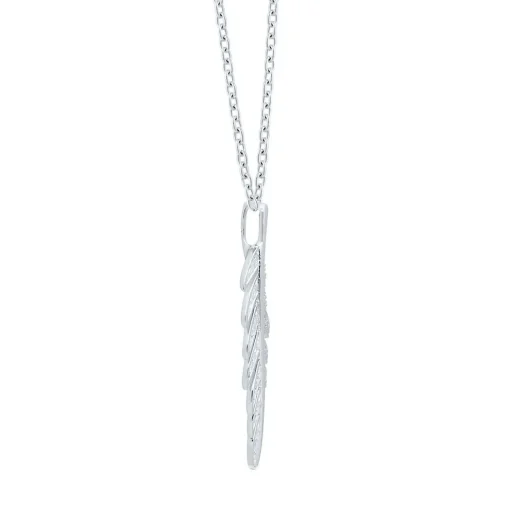 1/10 Ct. Tw. Diamond Feather Pendant In Sterling Silver
