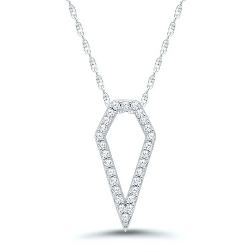 1/10 Ct. Tw. Diamond Geometric Pendant In 10K White Gold
