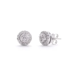 1/2 Ct. Tw. Diamond Halo Stud Earrings In 10K Gold