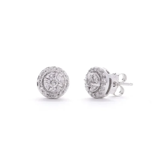1/2 Ct. Tw. Diamond Halo Stud Earrings In 10K Gold