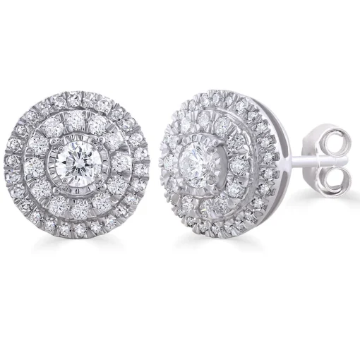 1/2 Ct. Tw. Diamond Halo Stud Earrings In 10K White Gold