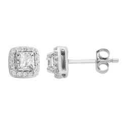 1/2 Ct. Tw. Diamond Halo Stud Earrings In 10K Gold