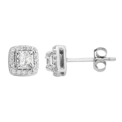 1/2 Ct. Tw. Diamond Halo Stud Earrings In 10K Gold