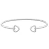 1/10 Ct. Tw. Diamond Heart Bangle Bracelet In Sterling Silver