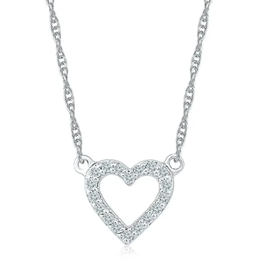 1/10 Ct. Tw. Diamond Heart Necklace In 10K White Gold