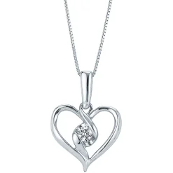 1/10 Ct. Tw. Diamond Heart Pendant In 10K White Gold