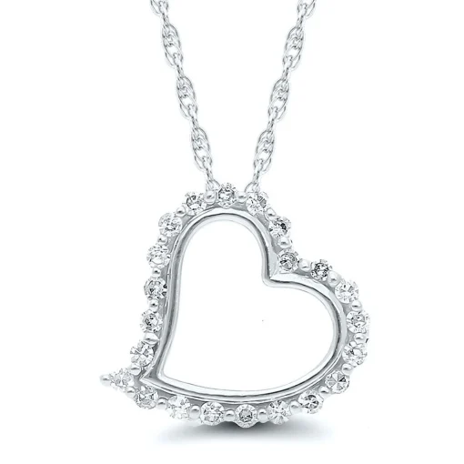 1/10 Ct. Tw. Diamond Heart Pendant In 10K White Gold