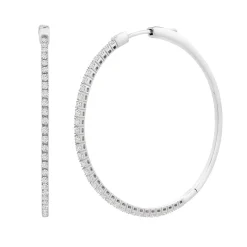 1 Ct. Tw. Diamond Hoop Earrings In 10K White Gold