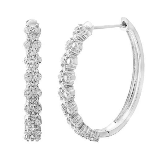 1/5 Ct. Tw. Diamond Hoop Earrings In 10K White Gold