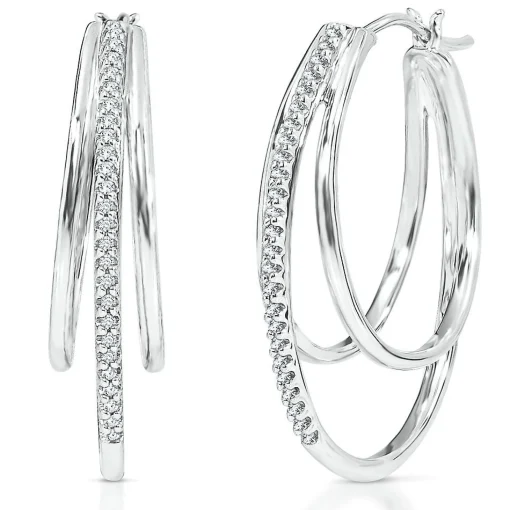 1/4 Ct. Tw. Diamond Hoop Earrings In Sterling Silver