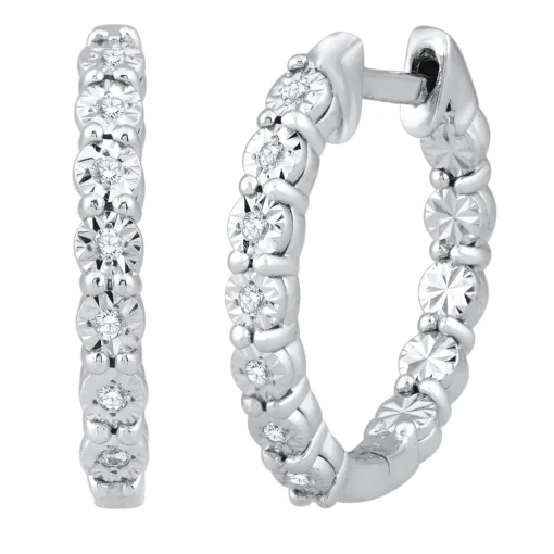 1/10 Ct. Tw. Diamond Hoop Earrings In