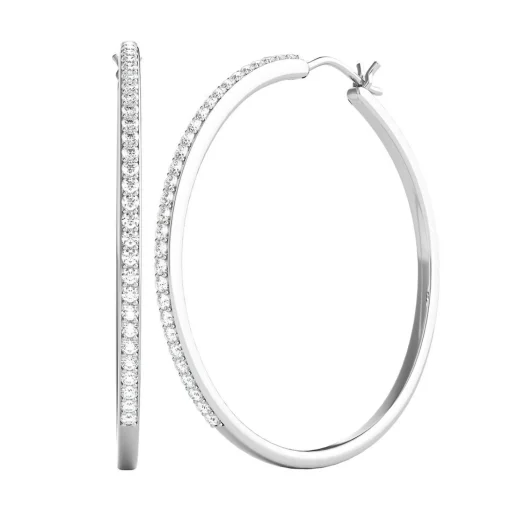 1/2 Ct. Tw. Diamond Hoop Earrings In Sterling Silver