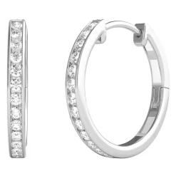 1/4 Ct. Tw. Diamond Hoop Earrings In 10K White Gold