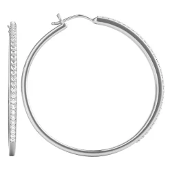 1/2 Ct. Tw. Diamond Hoop Earrings In Sterling Silver