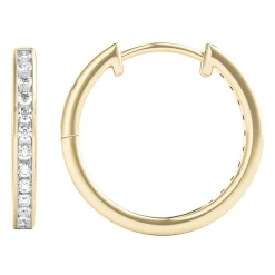 1/4 Ct. Tw. Diamond Hoop Earrings In 10K Yellow Gold