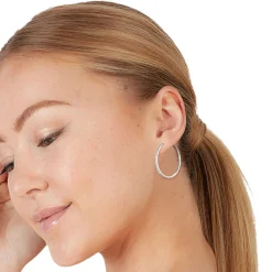 1/2 Ct. Tw. Diamond Hoop Earrings In Sterling Silver