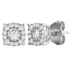 1/4 Ct. Tw. Diamond Illusion Halo Stud Earrings In
