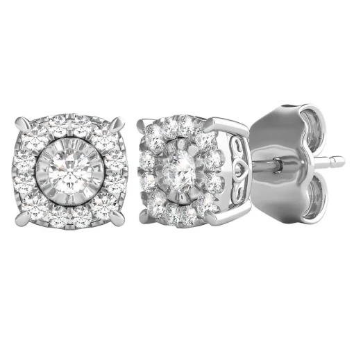 1/4 Ct. Tw. Diamond Illusion Halo Stud Earrings In