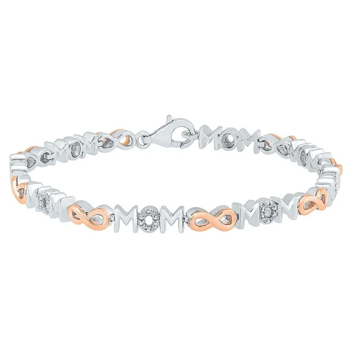 1/10 Ct. Tw. Diamond Infinity Mom Bracelet In Sterling Silver & 10K Rose Gold