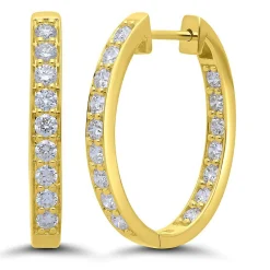 1 1/2 Ct. Tw. Diamond Inside-Out Hoop Earrings In 14K Yellow Gold