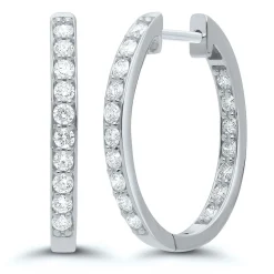 3/4 Ct. Tw. Diamond Inside-Out Hoop Earrings In 14K White Gold