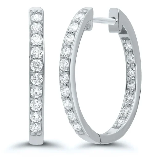3/4 Ct. Tw. Diamond Inside-Out Hoop Earrings In 14K White Gold