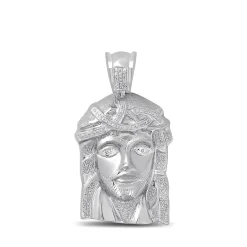 1/2 Ct. Tw. Diamond Jesus Pendant In 10K White Gold