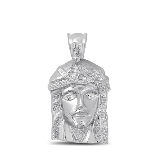 1/2 Ct. Tw. Diamond Jesus Pendant In 10K White Gold