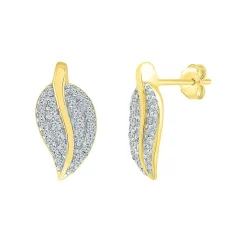 1/5 Ct. Tw. Diamond Leaf Earrings In 10K Yellow Gold