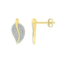1/5 Ct. Tw. Diamond Leaf Earrings In 10K Yellow Gold