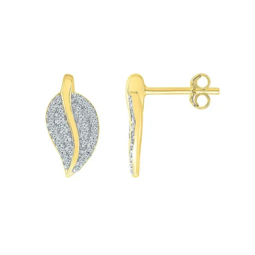 1/5 Ct. Tw. Diamond Leaf Earrings In 10K Yellow Gold