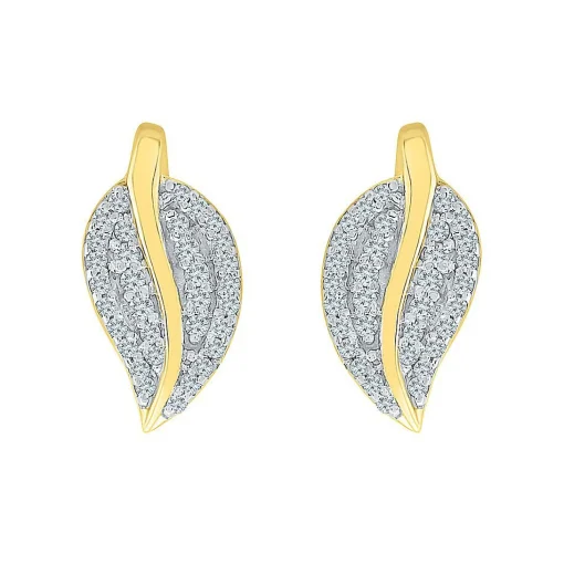 1/5 Ct. Tw. Diamond Leaf Earrings In 10K Yellow Gold