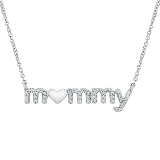 1/7 Ct. Tw. Diamond "Mommy" Necklace In Sterling Silver