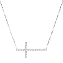 1/5 Ct. Tw. Diamond Sideways Cross Pendant In Sterling Silver