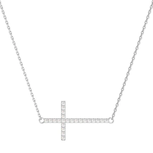 1/5 Ct. Tw. Diamond Sideways Cross Pendant In Sterling Silver
