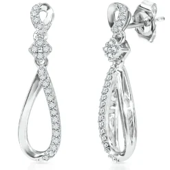 1/8 Ct. Tw. Diamond Teardrop Earrings In Sterling Silver