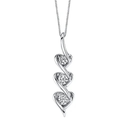 1/3 Ct. Tw. Diamond Three-Stone Heart Pendant In 14K White Gold