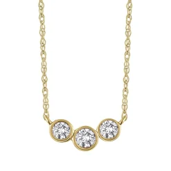 1/10 Ct. Tw. Diamond Three-Stone Necklace In 10K Yellow Gold