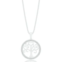 1/8 Ct. Tw. Diamond Tree Medallion Pendant In Sterling Silver