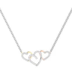 1/7 Ct. Tw. Diamond Tricolor Heart Pendant In Sterling Silver & 10K Gold