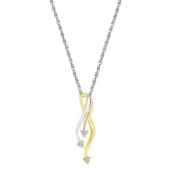 1/7 Ct. Tw. Diamond Tricolor Pendant In 10K Gold