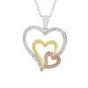 1/8 Ct. Tw. Diamond Triple Heart Tricolor Pendant In Sterling Silver & 10K Gold