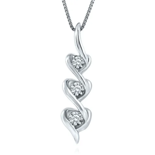 1/5 Ct. Tw. Diamond Triple-Heart Pendant In 10K White Gold