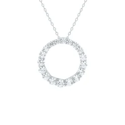 1 Ct. Tw. Lab Grown Diamond Circle Pendant In 14K White Gold