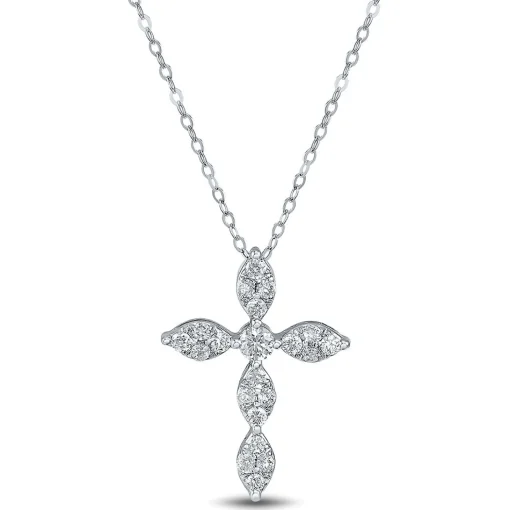 5/8 Ct. Tw. Lab Grown Diamond Cross Pendant In 14K White Gold