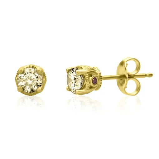 1/2 Ct. Tw. Yellow Diamond & Garnet Stud Earrings In